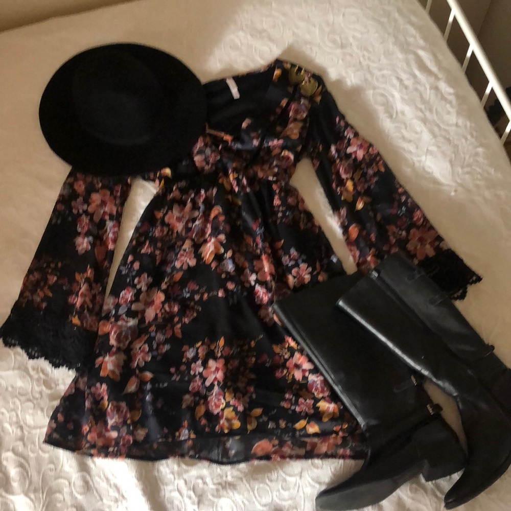 Black and Floral bohemian dress